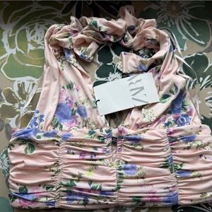 Zara Floral Halter Top in Pink and Purple